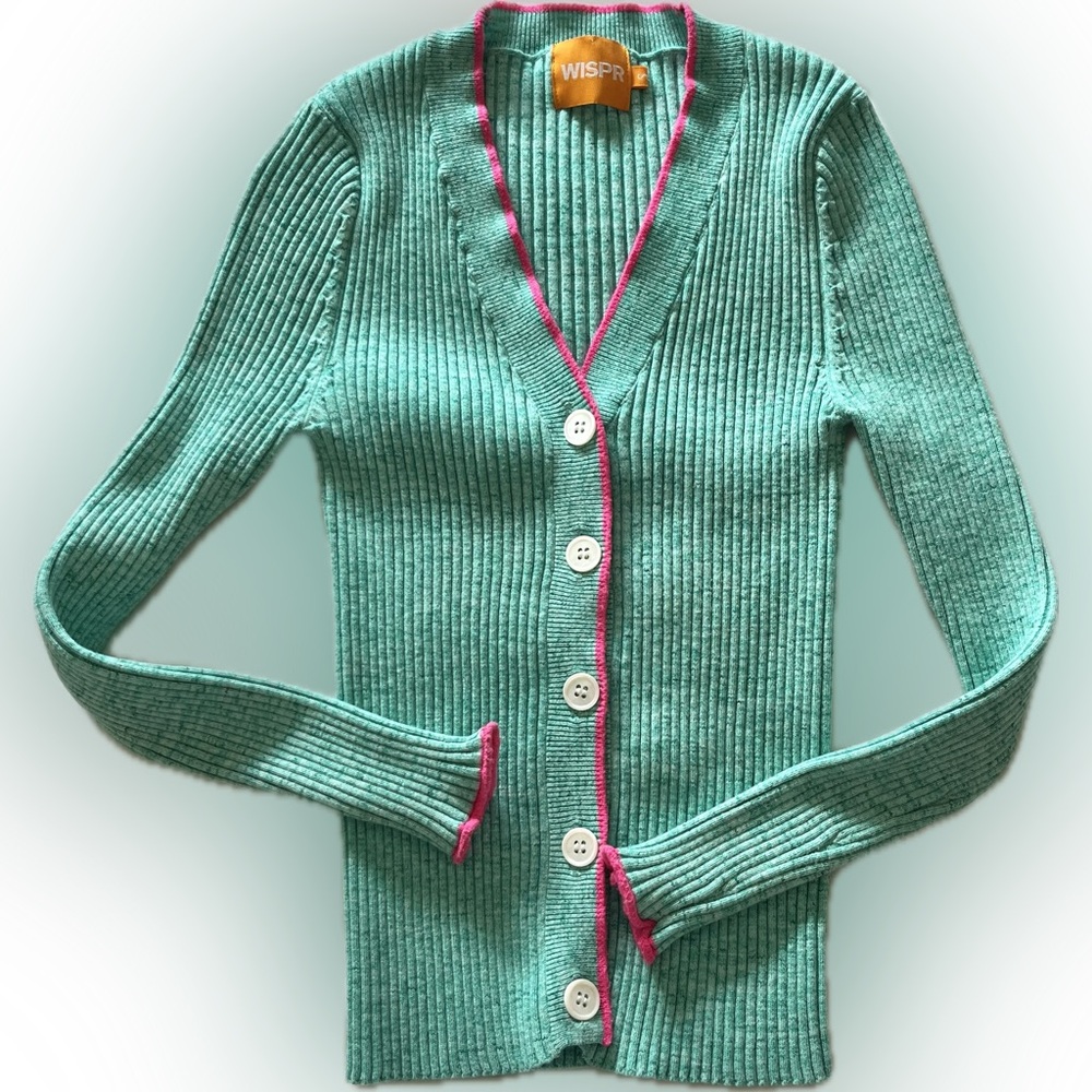 WISPR Teal and Pink Women's Ribbed Cardigan size Small